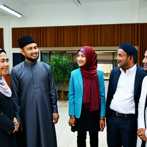 Home 4 **
"A diverse group of Malaysians, including Christian and Muslim individuals, gathered in a community center, fully clothed in modest attire, participating in an interfaith dialogue session, safe for work, appropriate content, perfect anatomy, natural proportions, professional photography, showcasing mutual respect and understanding, family-friendly."
**