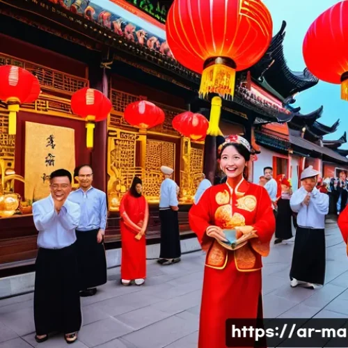 말레이시아의 소수 민족과 그들의 문화 - A vibrant scene depicting a Malaysian Chinese New Year celebration with a colorful dragon dance perf...