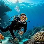 말레이시아 다이버를 위한 다이빙 포인트 - A vibrant underwater scene in Langkawi featuring a diverse coral reef teeming with colorful tropical...