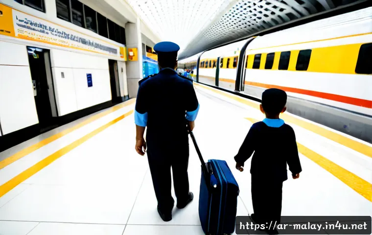 말레이시아에서 안전한 여행 루트 추천 - Photorealistic wide-angle scene of a safe Malaysia travel route: a modest Arab family in comfortable...